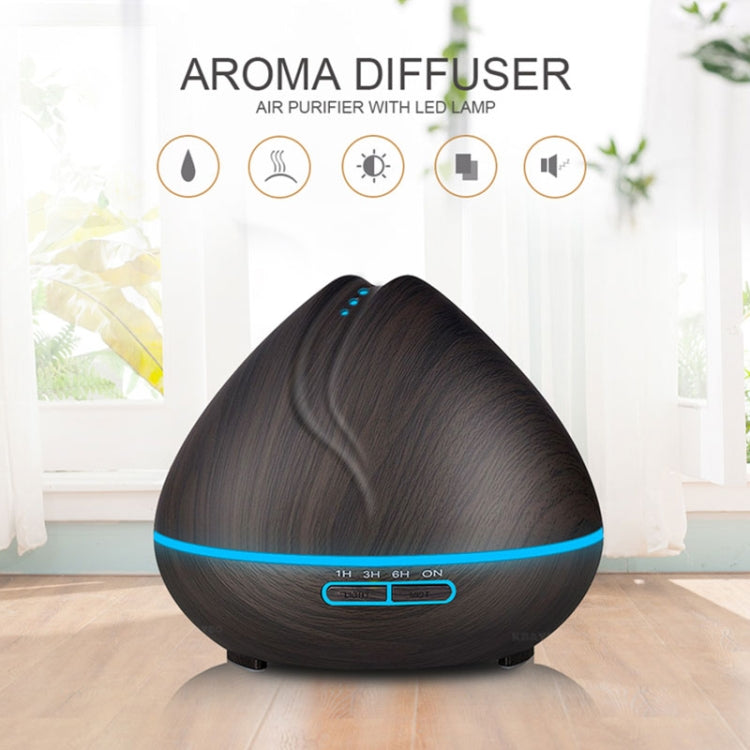 Peach Shape Wood Grain Remote Control Ultrasonic Humidifier Aromatherapy Machine Automatic Alcohol Sprayer with LED Lights, Capacity: 400mL, AU Plug (Light Wood Color) - Home & Garden by buy2fix | Online Shopping UK | buy2fix