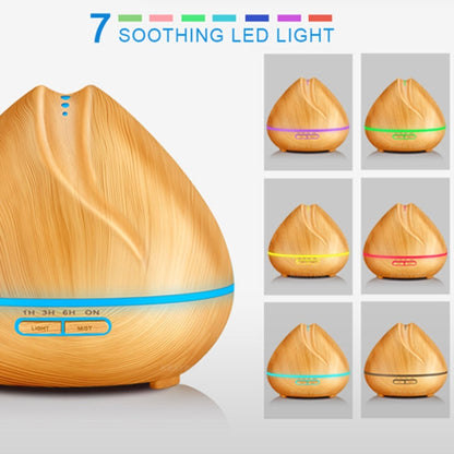 Peach Shape Wood Grain Remote Control Ultrasonic Humidifier Aromatherapy Machine Automatic Alcohol Sprayer with LED Lights, Capacity: 400mL, AU Plug (Light Wood Color) - Home & Garden by buy2fix | Online Shopping UK | buy2fix