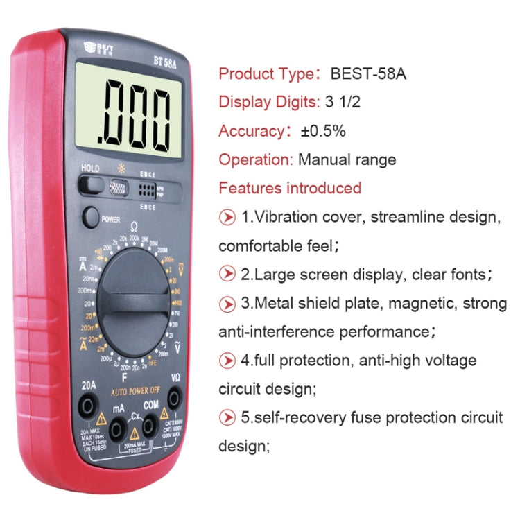 Repair Tools for Mobile & Tablet, BEST-58A Multi Function Digital Multimeter - Consumer Electronics by BEST | Online Shopping UK | buy2fix