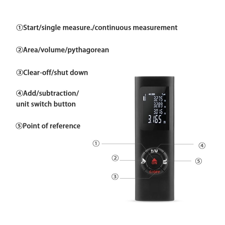 JQ-60 Mini Laser Distance Meter 60m Rechargeable Digital Handheld Laser Rangefinder (Black) - Laser Rangefinder by buy2fix | Online Shopping UK | buy2fix