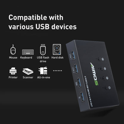 AIMOS AM-KM404K USB2.0 4 In 4 Out Switcher - Switch by buy2fix | Online Shopping UK | buy2fix