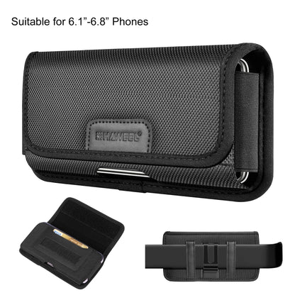 HAWEEL 6.1-6.8 inch Nylon Cloth Phone Belt Clip Horizontal Carrying Pouch with Card Slot (Black) -  by HAWEEL | Online Shopping UK | buy2fix