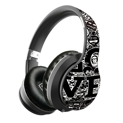 B1 Graffiti Pattern Wireless Bluetooth V5.0 Headset (Black Silver) - Headset & Headphone by buy2fix | Online Shopping UK | buy2fix