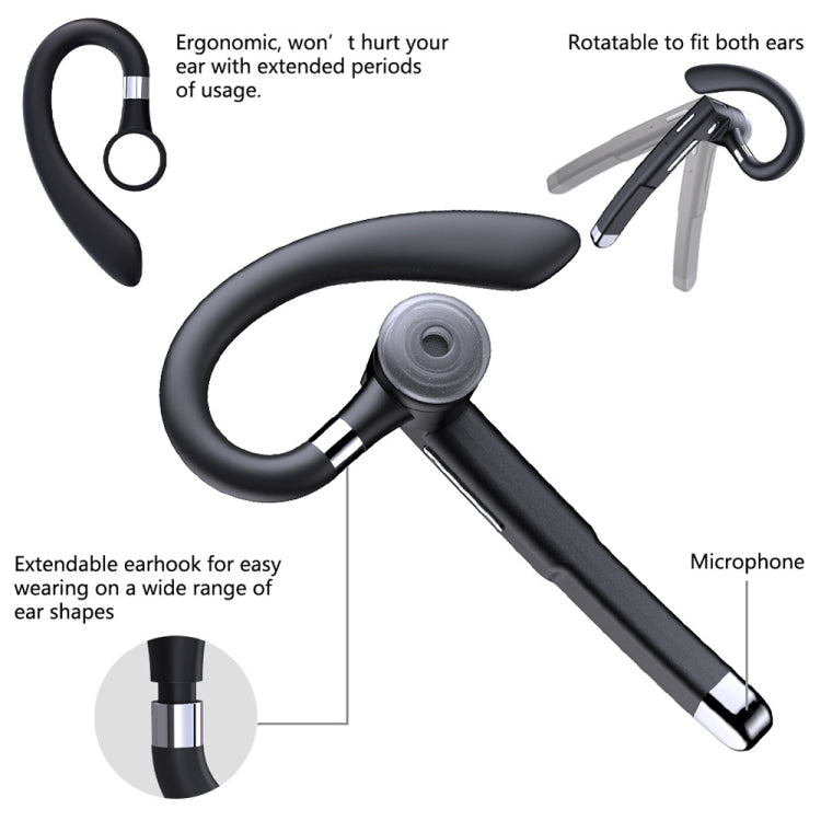 YYK-520 Single Rotatable Earhook Noise Cancelling Wireless Bluetooth Earphone, Specification: Simplified Version - Bluetooth Earphone by buy2fix | Online Shopping UK | buy2fix