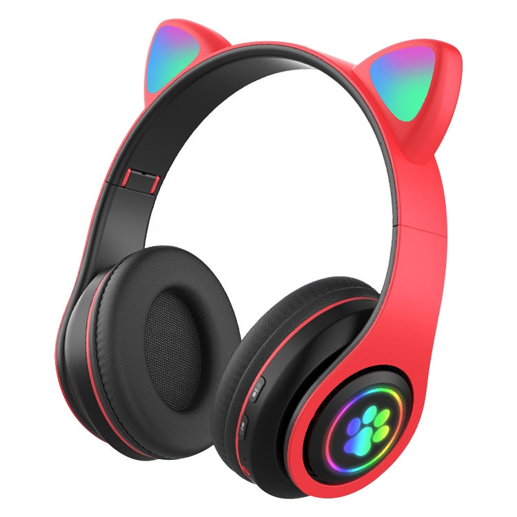 B39 Cat Ear Design LED Gradient Light Wireless Bluetooth Headset(Red) - Multimedia Headset by buy2fix | Online Shopping UK | buy2fix