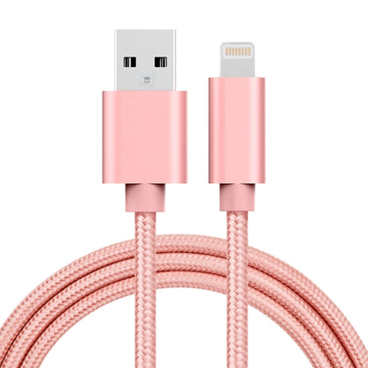 1m 3A Woven Style Metal Head 8 Pin to USB Data / Charger Cable(Rose Gold) - Normal Style Cable by buy2fix | Online Shopping UK | buy2fix