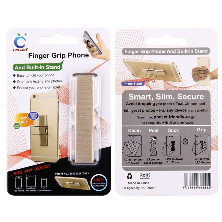 2 in 1 Adjustable Universal Mini Adhesive Holder Stand + Slim Finger Grip, Size: 7.3 x 2.2 x 0.3 cm(Gold) - Ring Holder by buy2fix | Online Shopping UK | buy2fix