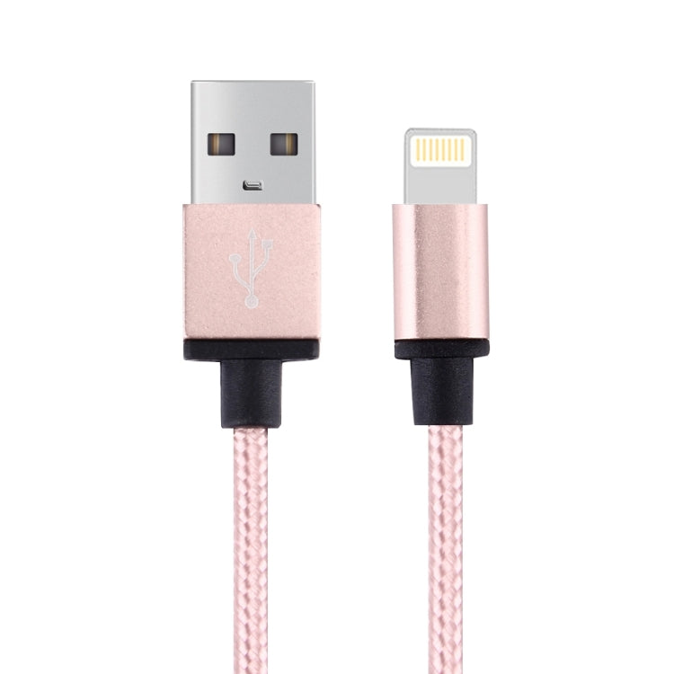 1m Woven Style Metal Head 58 Cores 8 Pin to USB 2.0 Data / Charger Cable(Pink) - Normal Style Cable by buy2fix | Online Shopping UK | buy2fix