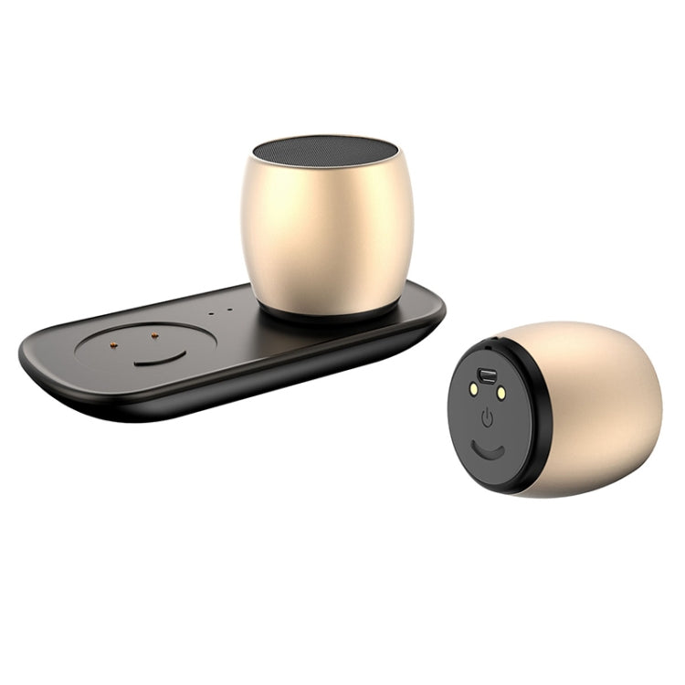 SARDiNE F1 Aluminium Alloy Stereo Wireless Bluetooth Speaker with Charging Dock, Support Hands-free(Gold) - Mini Speaker by SARDiNE | Online Shopping UK | buy2fix