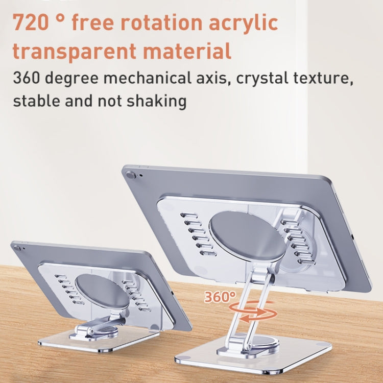 R-JUST T632 Acrylic 360 Degree Rotating Desktop Tablet Stand (Transparent) - Desktop Holder by R-JUST | Online Shopping UK | buy2fix