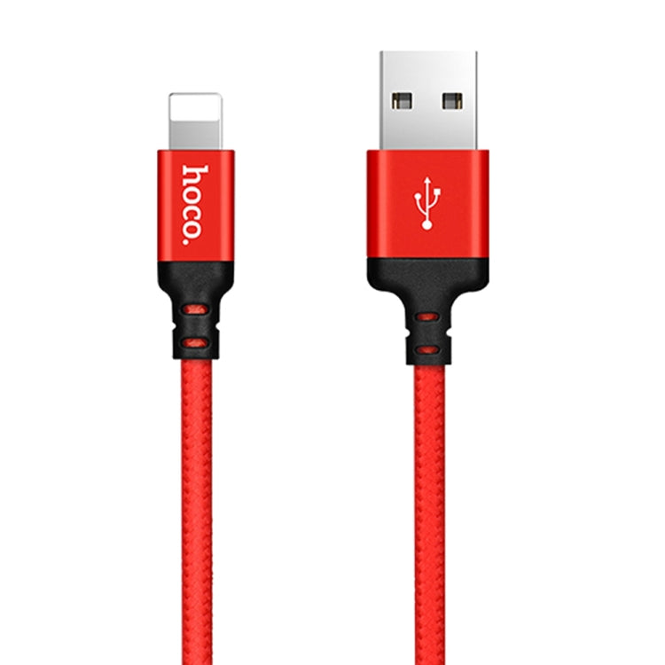 hoco X14 1m Nylon Braided Aluminium Alloy USB to 8 Pin Data Sync Charging Cable(Red) - Normal Style Cable by hoco | Online Shopping UK | buy2fix