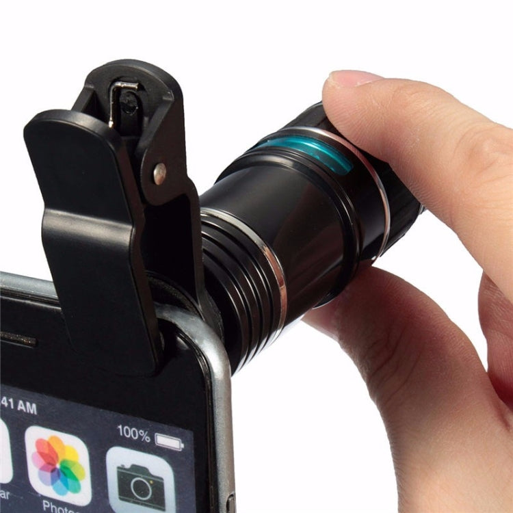 Universal Mobile Phone 12X Zoom Optical Zoom Telescope Lens with Clip - Telescope & Microscope by buy2fix | Online Shopping UK | buy2fix