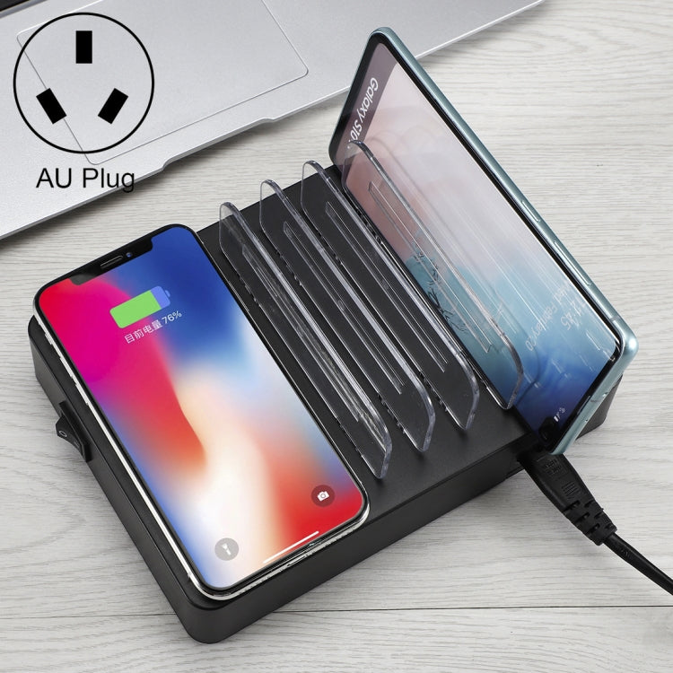 50W 6 USB Ports + 2 USB-C / Type-C Ports + Wireless Charging Multi-function Charger with LED Display & Detachable Bezel, AU Plug - Multifunction Charger by buy2fix | Online Shopping UK | buy2fix