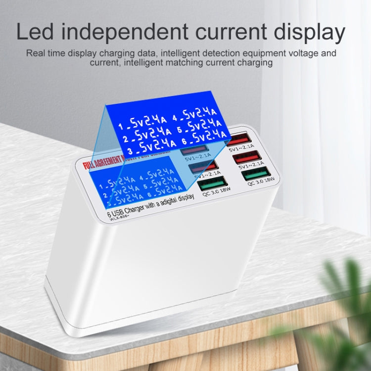 WLX-896+ 6 In 1 Multi-function Smart Digital Display USB Charger(EU Plug) - Multifunction Charger by buy2fix | Online Shopping UK | buy2fix