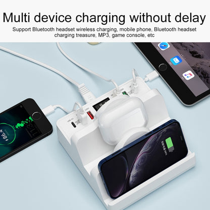 F6 Multifunctional Dual Wireless Charger with Phone Holder & Current Display, UK Plug - Apple Accessories by buy2fix | Online Shopping UK | buy2fix