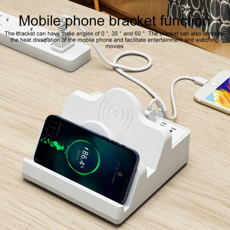 F6 Multifunctional Dual Wireless Charger with Phone Holder & Current Display, EU Plug - Apple Accessories by buy2fix | Online Shopping UK | buy2fix