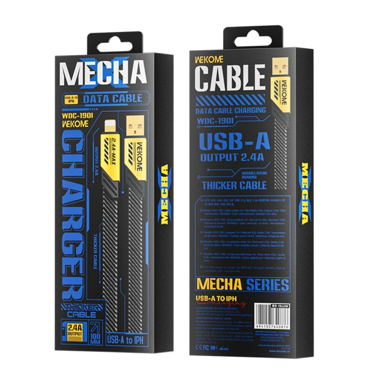 WK WDC-190i Mech Series 2.4A USB to 8 Pin Fast Charge Data Cable, Length: 1m(Yellow) - Normal Style Cable by WK | Online Shopping UK | buy2fix