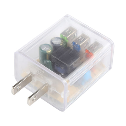 64-222 2A Three USB Transparent Charger, specification: US Plug - USB Charger by buy2fix | Online Shopping UK | buy2fix