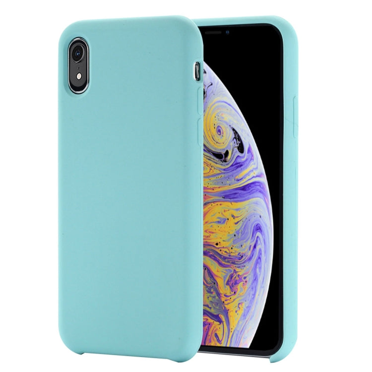 For iPhone XR Four Corners Full Coverage Liquid Silicone Case(Baby Blue) - More iPhone Cases by buy2fix | Online Shopping UK | buy2fix