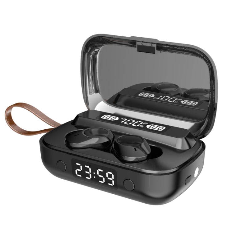 A13 TWS CVC8.0 and DSP Dual Noise Cancelling Touch Bluetooth Earphone with Charging Box, Support LED Digital Display & Clock & Flashlight & HD Call & Siri & Power Bank(Black) - TWS Earphone by buy2fix | Online Shopping UK | buy2fix