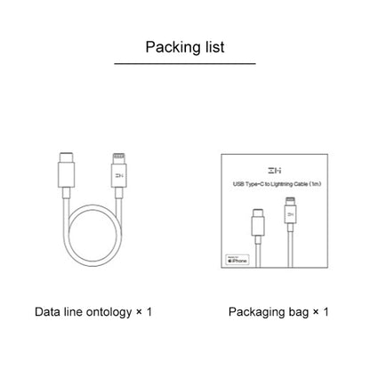 Original Xiaomi AL870C ZMI Type-C / USB-C to 8 Pin Charging Cable, Length: 1m(White) - MFI Cable by Xiaomi | Online Shopping UK | buy2fix