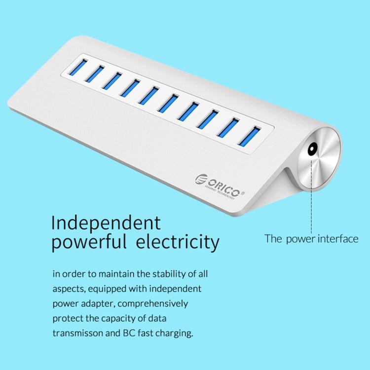 ORICO M3H10-U3-V2 Aluminum Alloy 10 USB 3.0 Ports HUB - USB HUB by ORICO | Online Shopping UK | buy2fix