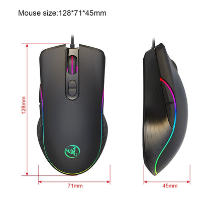 HXSJ A867 USB 6400DPI Four-speed Adjustable RGB Illuminate Wired E-sport Gaming Mouse, Length: 1.5m - Wired Mice by HXSJ | Online Shopping UK | buy2fix