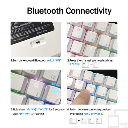 RK61 61 Keys Bluetooth / 2.4G Wireless / USB Wired Three Modes Blue Switch Tablet Mobile Gaming Mechanical Keyboard with RGB Backlight, Cable Length: 1.5m (White) - Wired Keyboard by buy2fix | Online Shopping UK | buy2fix