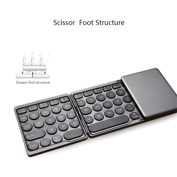 B052 Universal Round Keycap Mini Three-fold Bluetooth Wireless Keyboard with Touchpad (Silver) - Mini Keyboard by buy2fix | Online Shopping UK | buy2fix