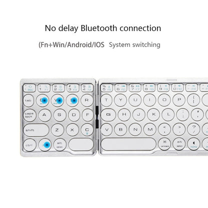 B052 Universal Round Keycap Mini Three-fold Bluetooth Wireless Keyboard with Touchpad (Silver) - Mini Keyboard by buy2fix | Online Shopping UK | buy2fix