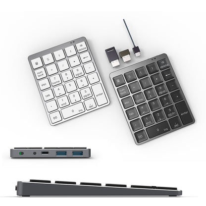 N970 Pro Dual Modes Aluminum Alloy Rechargeable Wireless Bluetooth Numeric Keyboard with USB HUB (Silver) - Mini Keyboard by buy2fix | Online Shopping UK | buy2fix