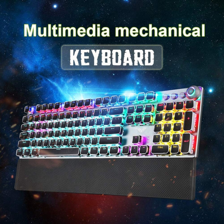 AULA F2088 108 Keys Mixed Light Mechanical Brown Switch Wired USB Gaming Keyboard with Metal Button (Black) - Wired Keyboard by buy2fix | Online Shopping UK | buy2fix