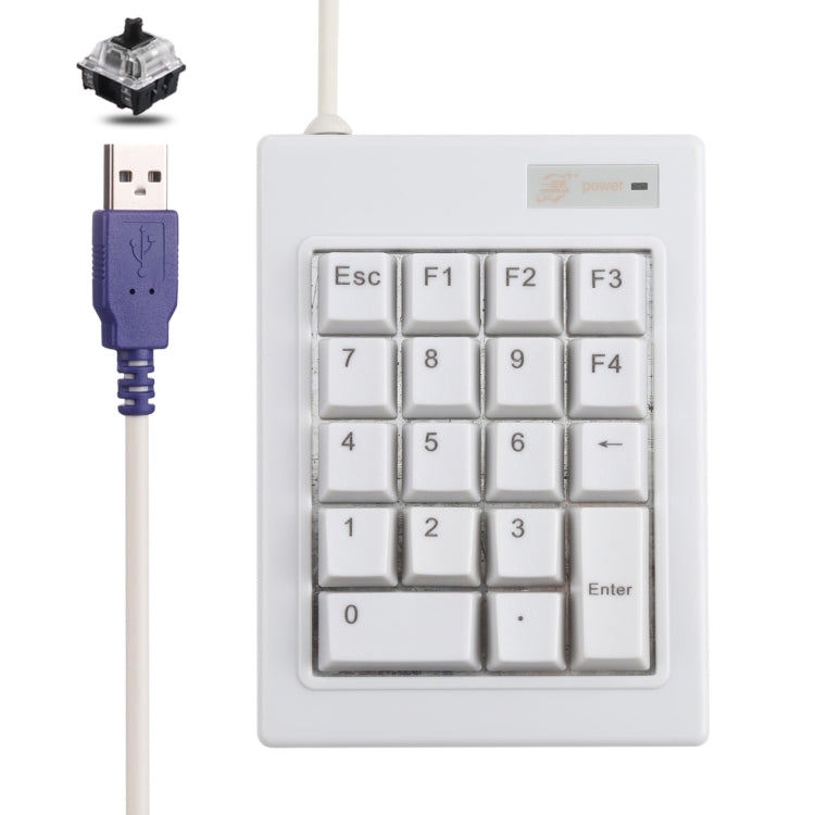 DX-18A 18-keys USB Wired Mechanical Black Shaft Mini Numeric Keyboard (White) - Mini Keyboard by buy2fix | Online Shopping UK | buy2fix