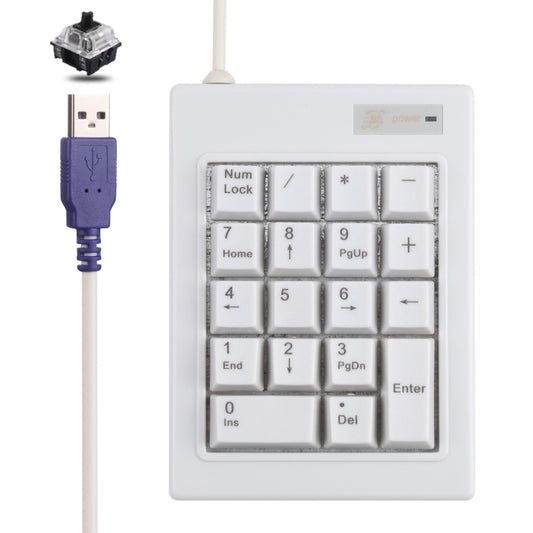 DX-18B 18-keys USB Wired Mechanical Black Shaft Mini Numeric Keyboard (White) - Mini Keyboard by buy2fix | Online Shopping UK | buy2fix