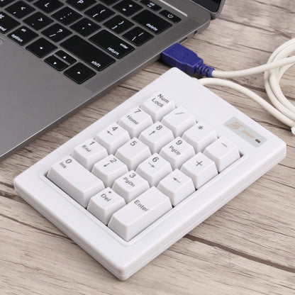 DX-18B 18-keys USB Wired Mechanical Black Shaft Mini Numeric Keyboard (White) - Mini Keyboard by buy2fix | Online Shopping UK | buy2fix