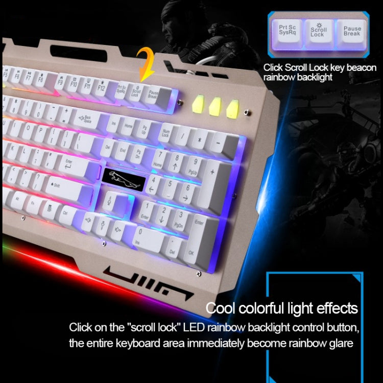 ZGB G700 104 Keys USB Wired Mechanical Feel Glowing Metal Panel Suspension Gaming Keyboard with Phone Holder(Gold) - Wired Keyboard by buy2fix | Online Shopping UK | buy2fix