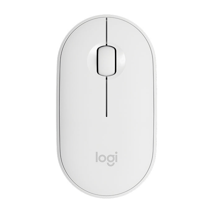 Logitech Pebble Cobblestone Shape Thin 3-keys 1000DPI Mute Wireless Bluetooth Optical Mouse, Wireless Range: 10m (White) - Wireless Mice by Logitech | Online Shopping UK | buy2fix