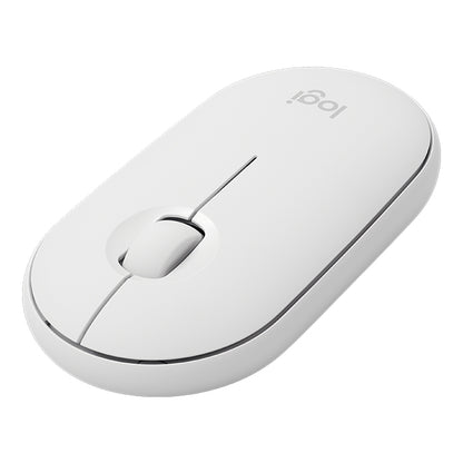 Logitech Pebble Cobblestone Shape Thin 3-keys 1000DPI Mute Wireless Bluetooth Optical Mouse, Wireless Range: 10m (White) - Wireless Mice by Logitech | Online Shopping UK | buy2fix