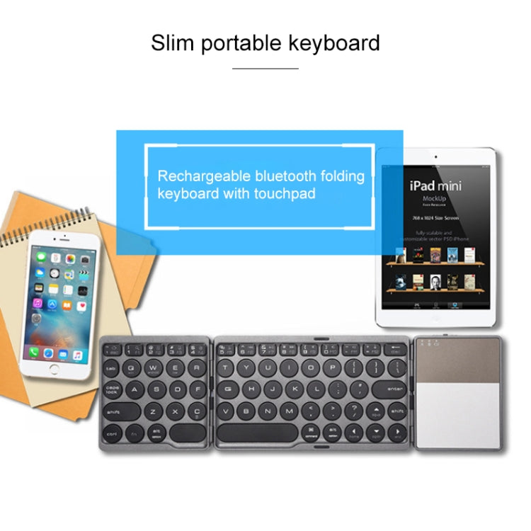 GK408 Three-fold Rechargeable Wireless Bluetooth Keyboard with Touchpad, Support Android / IOS / Windows (Silver) - Wireless Keyboard by buy2fix | Online Shopping UK | buy2fix