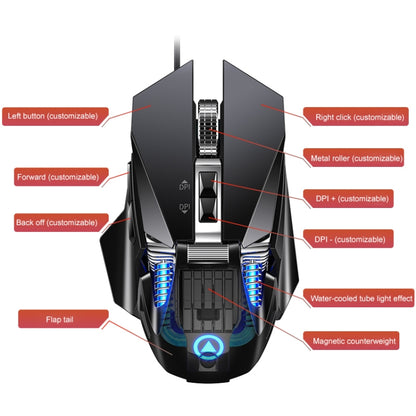 YINDIAO G10 7200DPI 7-modes Adjustable 7-keys RGB Light Wired Metal Mechanical Hard Core Macro Mouse, Style: Audio Version(Black) - Computer & Networking by YINDIAO | Online Shopping UK | buy2fix