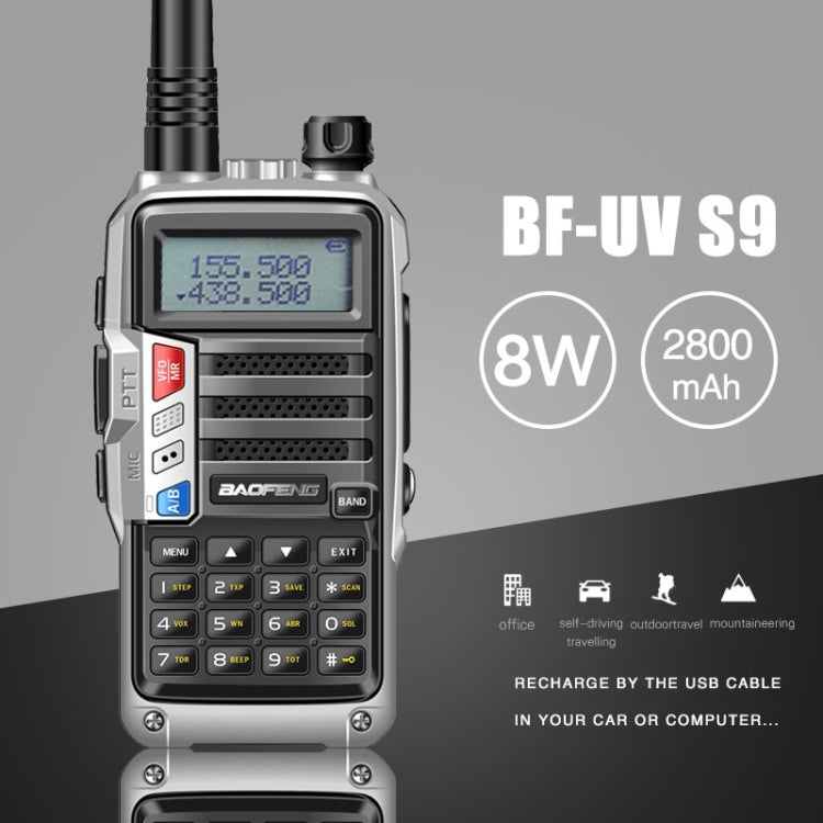 Baofeng BF-UV5R Plus S9 FM Interphone Handheld Walkie Talkie, EU Plug(Black) - Handheld Walkie Talkie by BAOFENG | Online Shopping UK | buy2fix