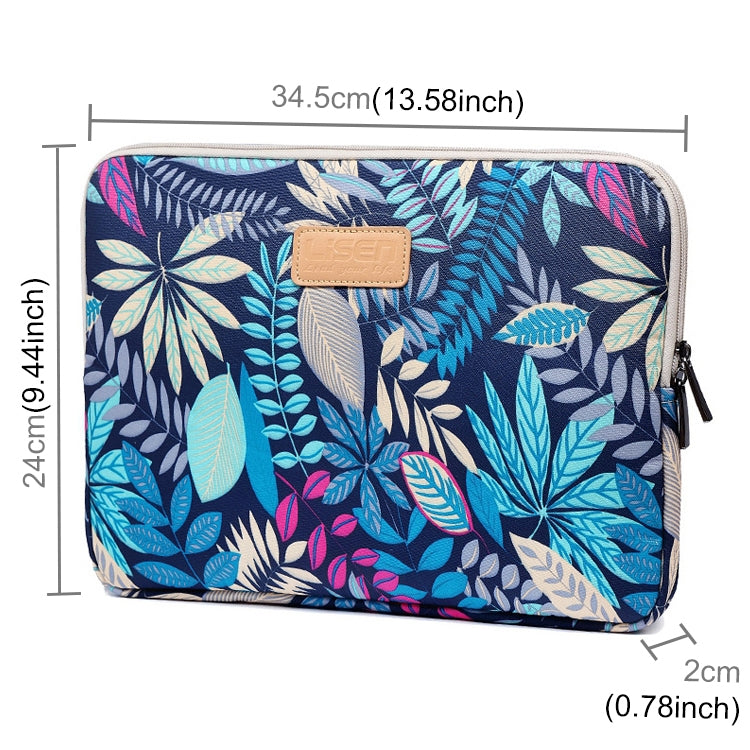 Lisen 13 inch Sleeve Case Colorful Leaves Zipper Briefcase Carrying Bag for Macbook, Samsung, Lenovo, Sony, DELL Alienware, CHUWI, ASUS, HP, 13 inch and Below Laptops(Blue) - 13.3 inch by buy2fix | Online Shopping UK | buy2fix