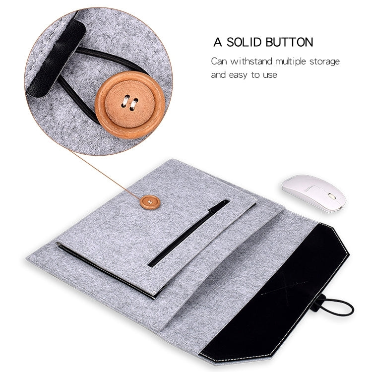 ND06 Multi-purpose Felt Button Laptop Inner Bag for 15.4 inch Laptop(Grey) - 15 inch by buy2fix | Online Shopping UK | buy2fix