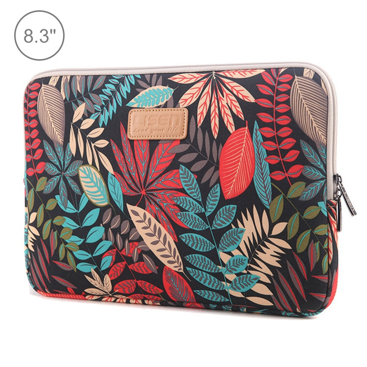 Lisen 8.3 inch Sleeve Case Colorful Leaves Zipper Briefcase Carrying Bag(Black) - Other by buy2fix | Online Shopping UK | buy2fix