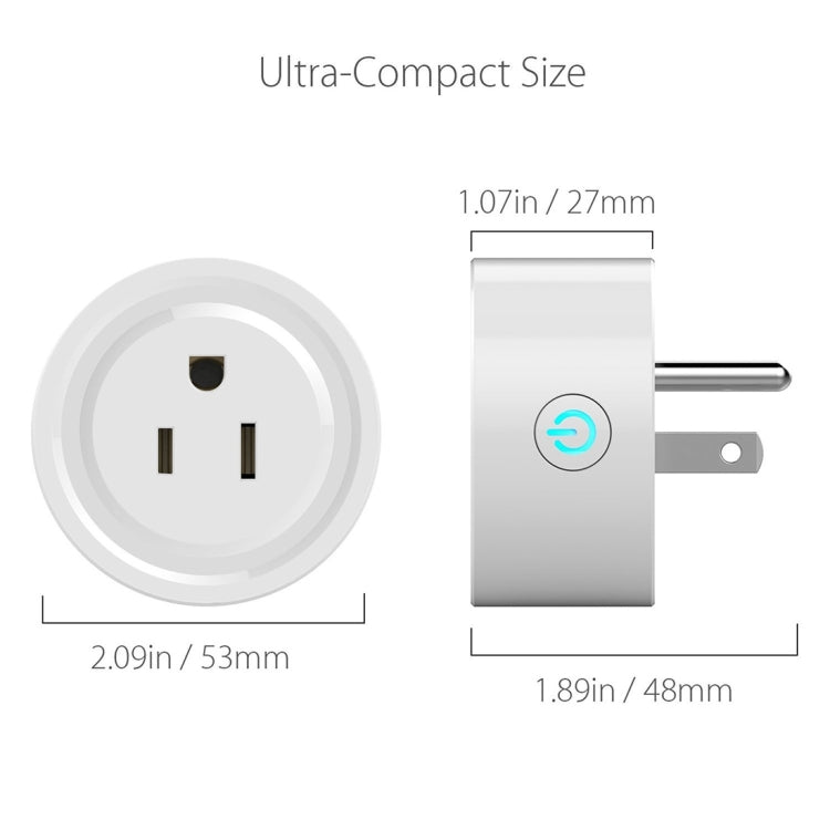 10A Round Shape WiFi Mini Plug APP Remote Control Timing Smart Socket Works with Alexa & Google Home, AC 100-240V, US Plug - Consumer Electronics by buy2fix | Online Shopping UK | buy2fix