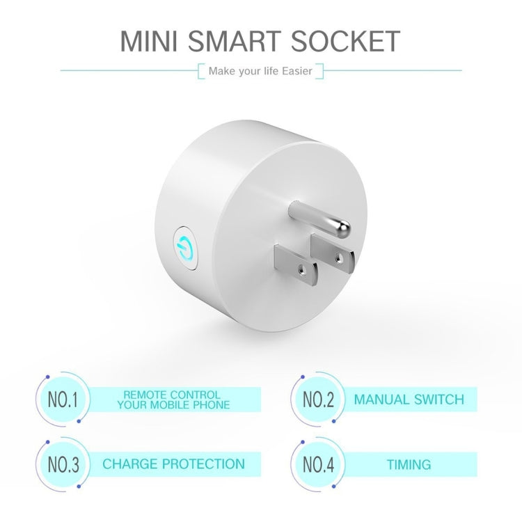 10A Round Shape WiFi Mini Plug APP Remote Control Timing Smart Socket Works with Alexa & Google Home, AC 100-240V, US Plug - Consumer Electronics by buy2fix | Online Shopping UK | buy2fix