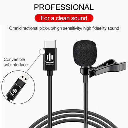 YICHUANG YC-LM10 USB-C / Type-C Intelligent Noise Reduction Condenser Lavalier Microphone, Cable Length: 1.5m - Consumer Electronics by YICHUANG | Online Shopping UK | buy2fix