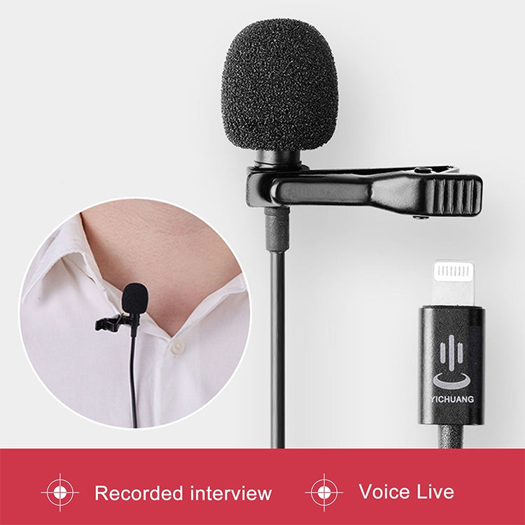 YICHUANG YC-LM10II 8 Pin Port Intelligent Noise Reduction Condenser Lavalier Microphone, Cable Length: 1.5m - Consumer Electronics by YICHUANG | Online Shopping UK | buy2fix