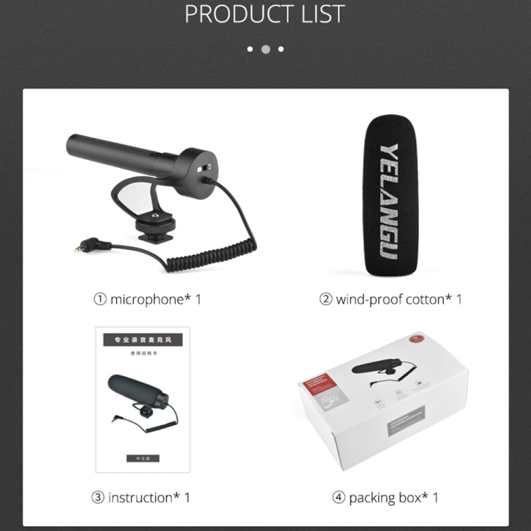 YELANGU MIC08 Video Shotgun Microphone with 3.5mm Audio Cable for DSLR & DV Camcorder(Black) - Consumer Electronics by YELANGU | Online Shopping UK | buy2fix