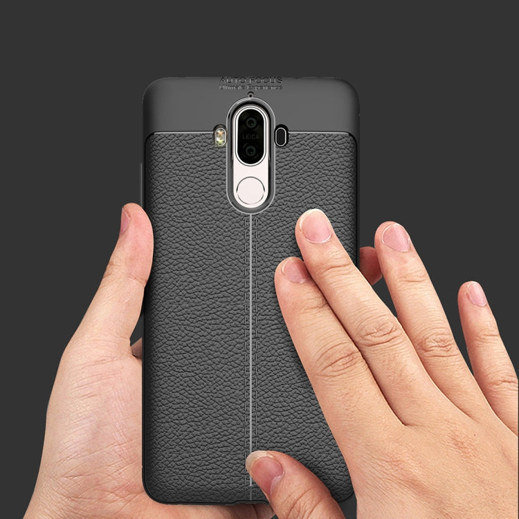 For Huawei  Mate 9 Litchi Texture Full Coverage TPU Protective Back Cover Case (Black) - Mobile Accessories by buy2fix | Online Shopping UK | buy2fix